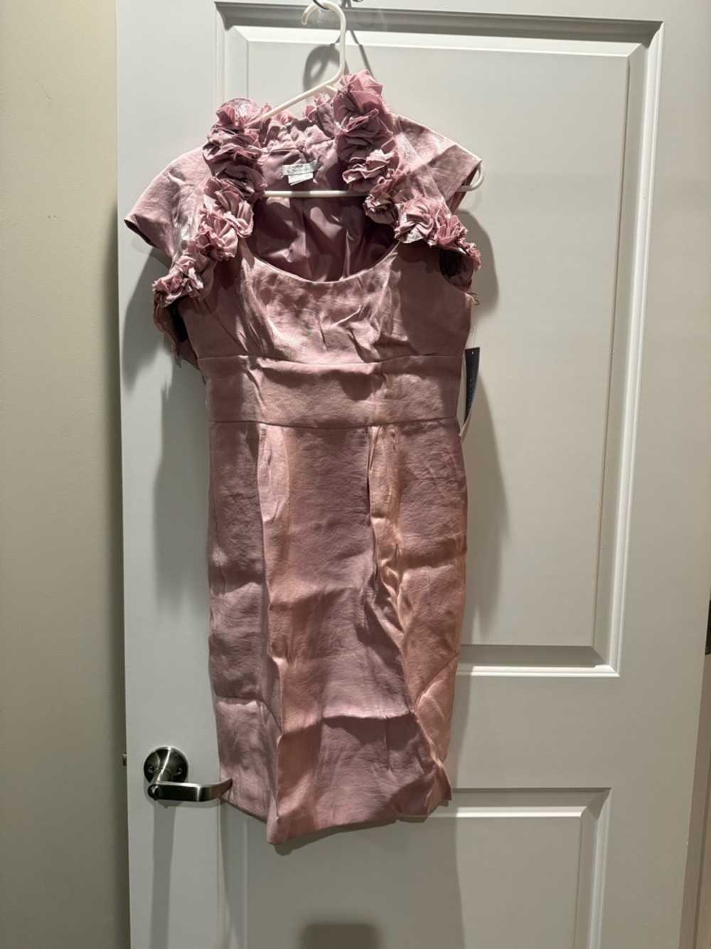 London Times Dusty Pink Ruffle-Trim Formal Dress